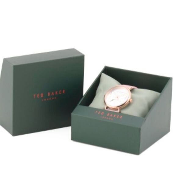 Ted Baker Phylipa Pink Silver Rose Gold Iconic Bow Leather Strap Quartz Watch - Picture 3 of 16